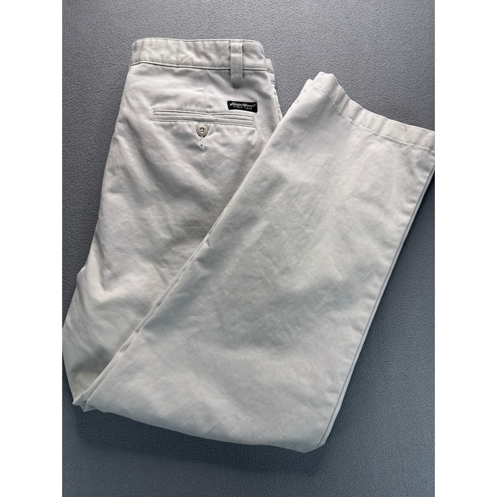 Eddie Bauer Pants Mens 36x32 Khaki Relaxed Fit Wrinkle Resistant Cotton Chinos